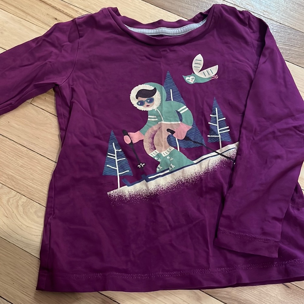 Purple Long Sleeve Shirt with Winter Print